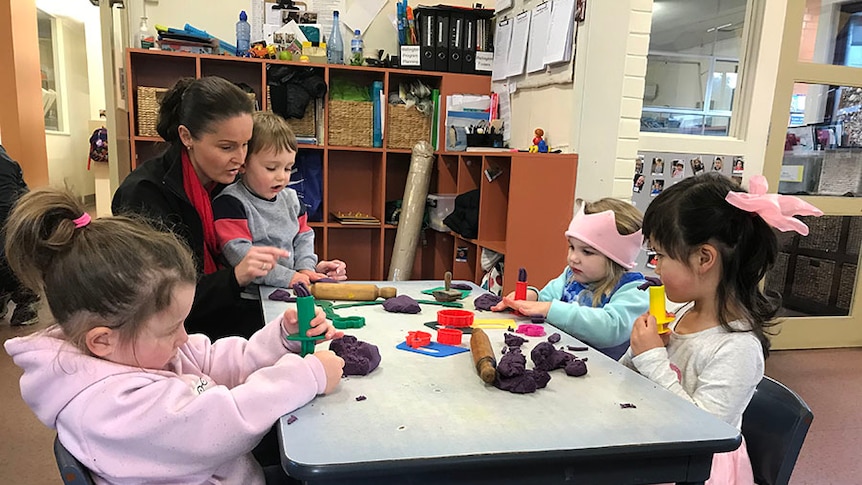 Kids play at the Lady Gowrie childcare centre in West Hobart