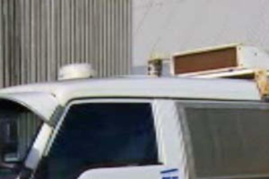 Side shot of prison van that Aboriginal elder Mr Ward died in