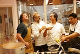Massimo Borturra and other chefs involved in the soup kitchen project