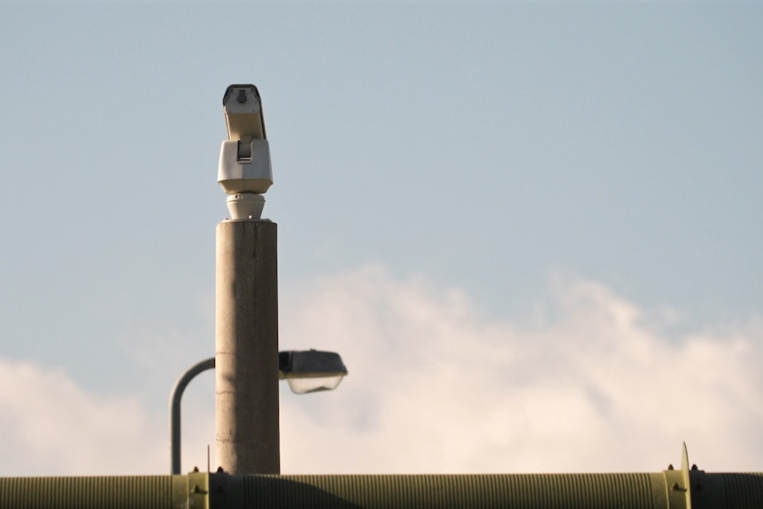 A security camera on top of a pole outside Cleveland Youth Detention Centre
