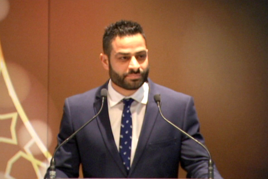 AFL diversity manager Ali Fahour speaks at a function