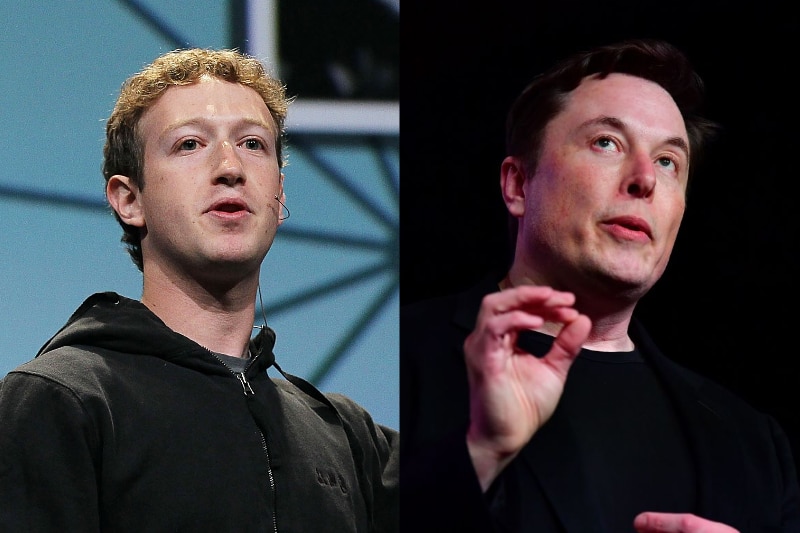 a composite image of Elon Musk and Mark Zuckerberg