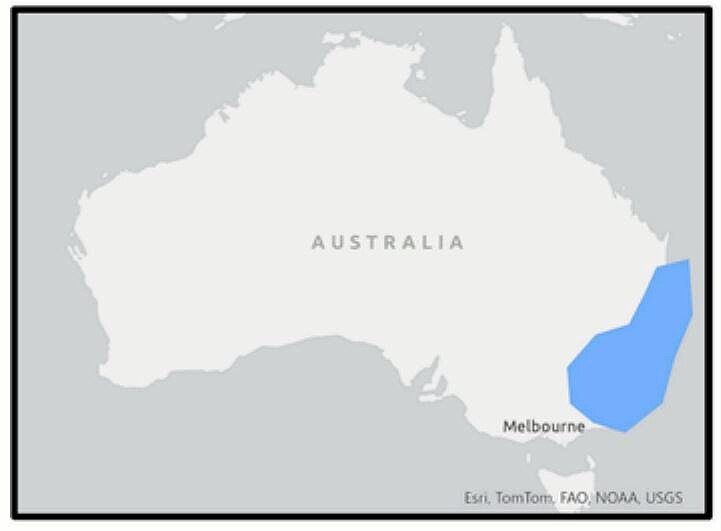 a map of australia showing the location of platypus carcasses collected across NSW for a research study