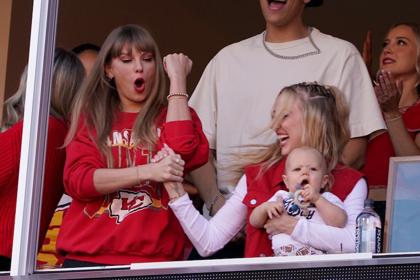 Taylor Swift celebrates with Brittany Mahomes