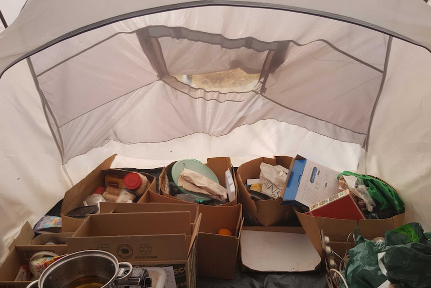 The kitchen area of ​​Lisa's tent.