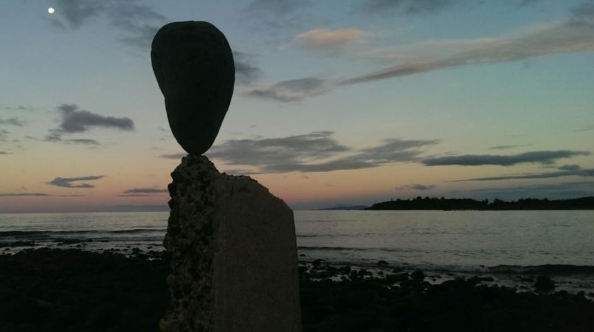 Rock sculpture at sunset