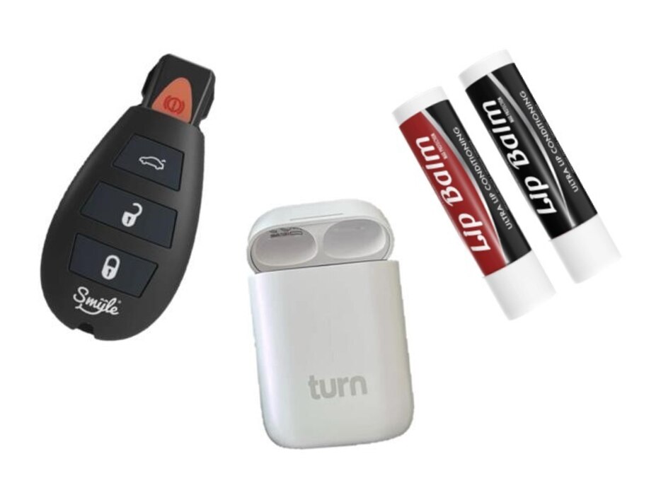 Marijuana vapes in the form of a car key, air pods case and lip balm products.