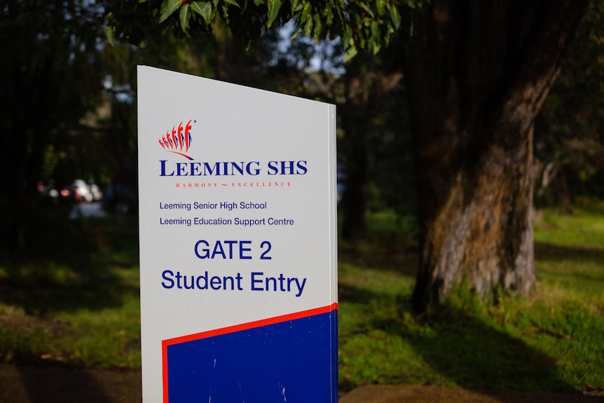 A sign for Leeming Senior High School and support centre