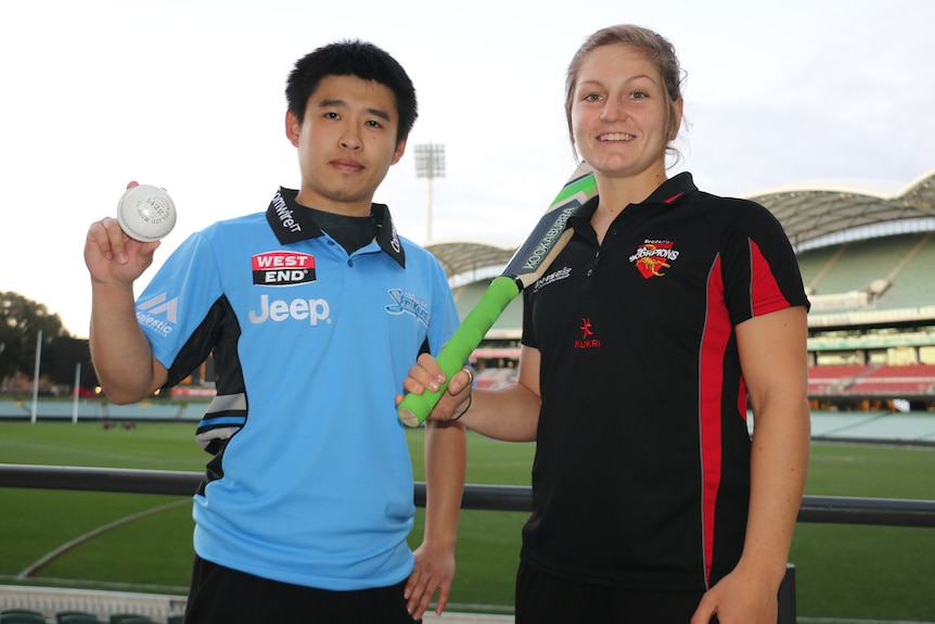Bridget Patterson with Bingchen Ye at Adelaide Oval.