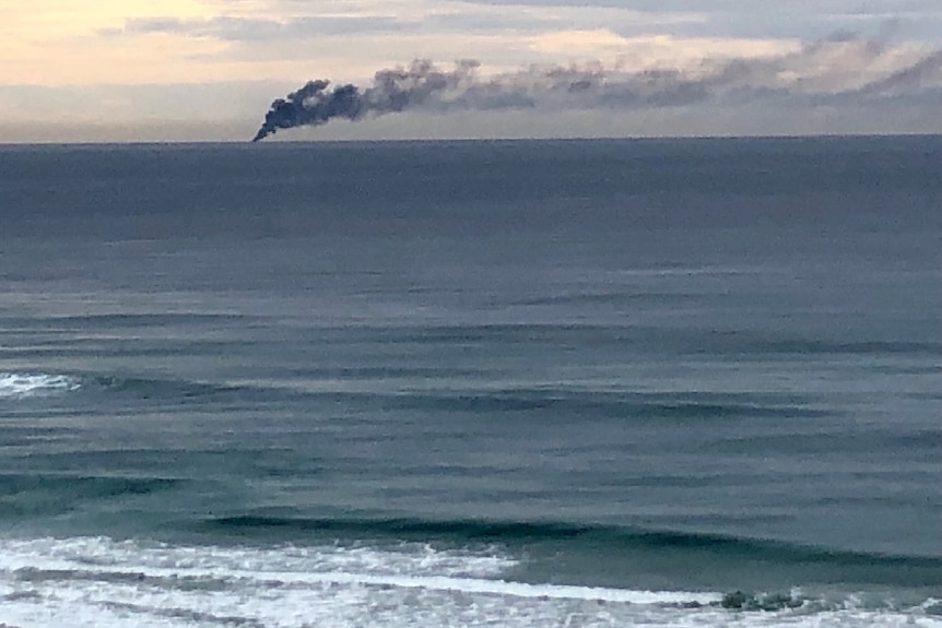 A black plume of smoke from the fire could be seen from the shore.