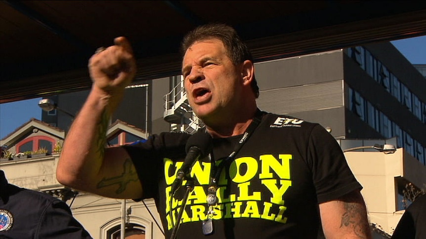 John Setka addresses a rally in 2017.