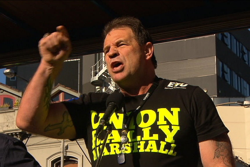 John Setka addresses a rally in 2017.