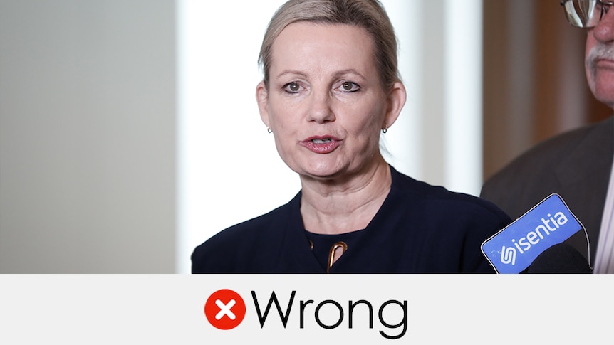 Sussan Ley is speaking. Verdict: WRONG with a red cross
