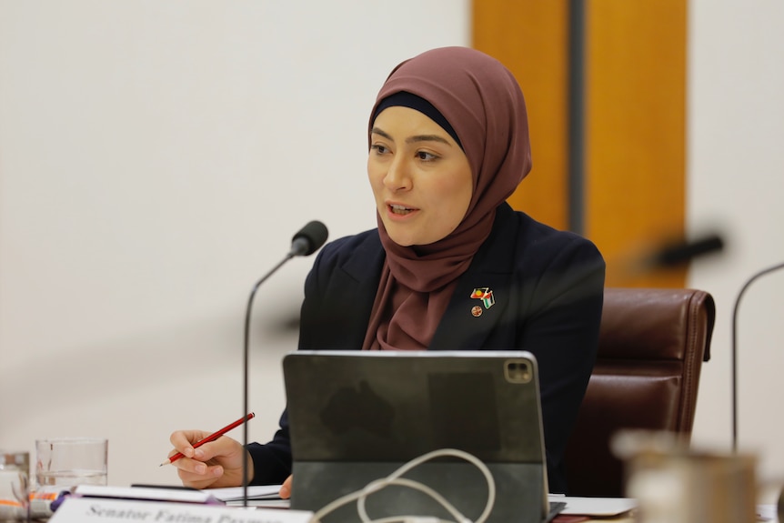 Senator Fatima Payman asking a question at Environment estimates committee