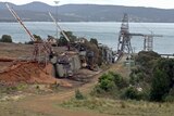 Part of the former woodchip mill at Triabunna where the Tasmanian Government may seek to access port facilities.