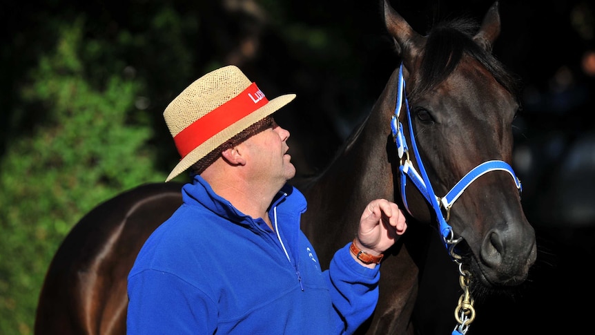 Unbeaten mare Black Caviar and trainer Peter Moody