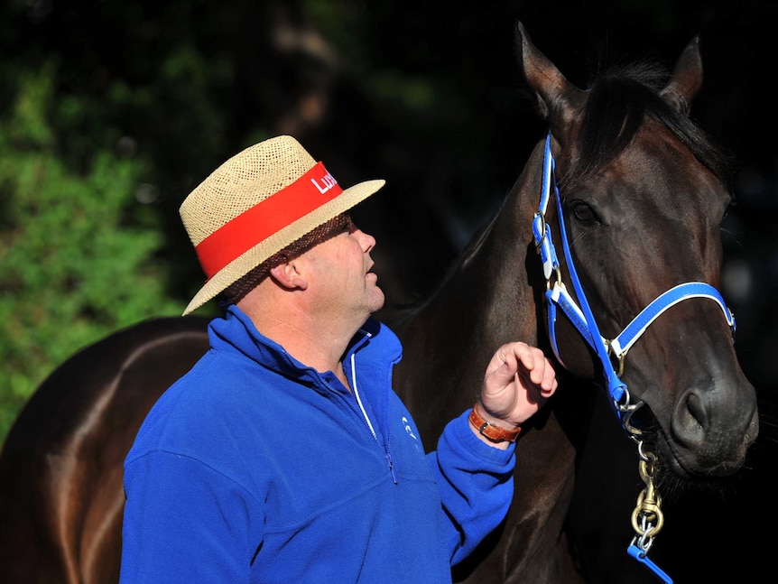 Unbeaten mare Black Caviar and trainer Peter Moody