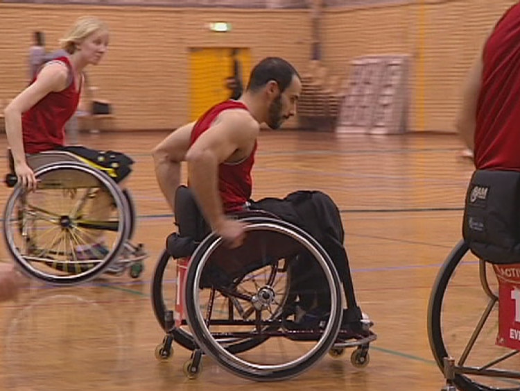 Training with the WheelCats is Andrew Liddawi, also in a wheelchair in Perth