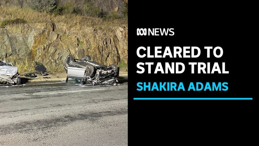 Cleared to Stand Trial, Shakira Adams: Parts of a heavily damaged car on a roadway.