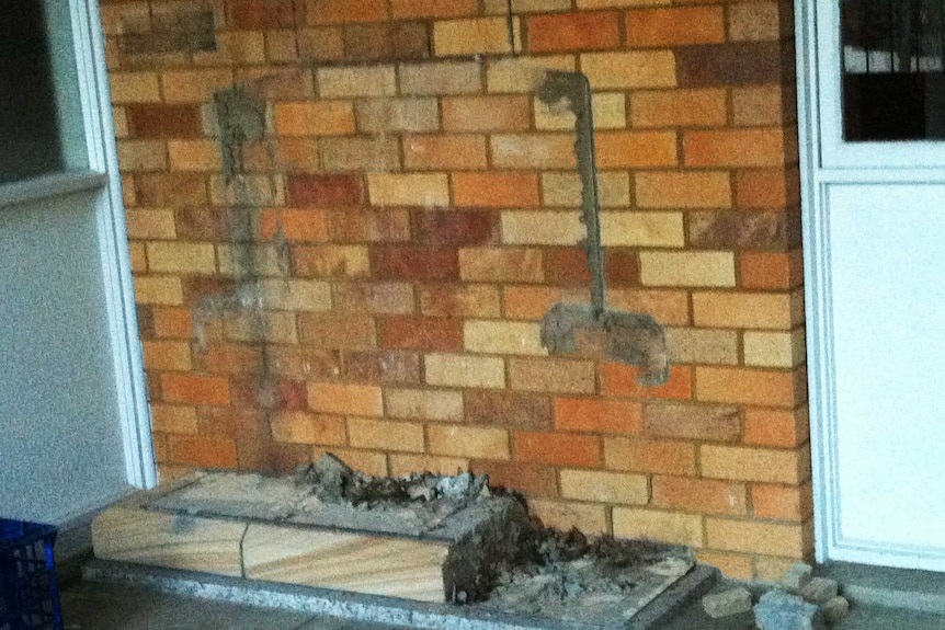 A plaque was removed from this wall at the synagogue in Strathfield