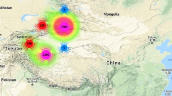 A map showing coloured circles.