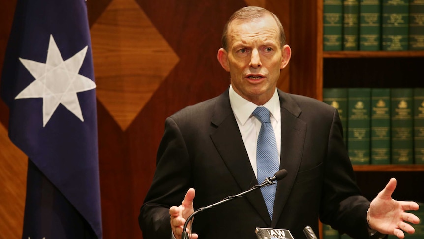 Prime Minister Tony Abbott holds a press conference