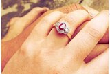 Elizabeth Docherty shows off her wedding ring