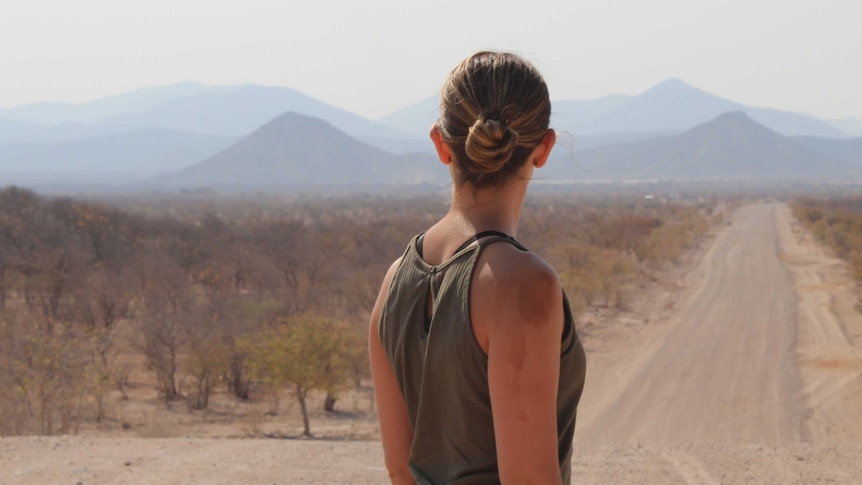 Melbourne personal trainer Hannah in Namibia before COVID-19 restrictions. She's remaining hopeful about the future