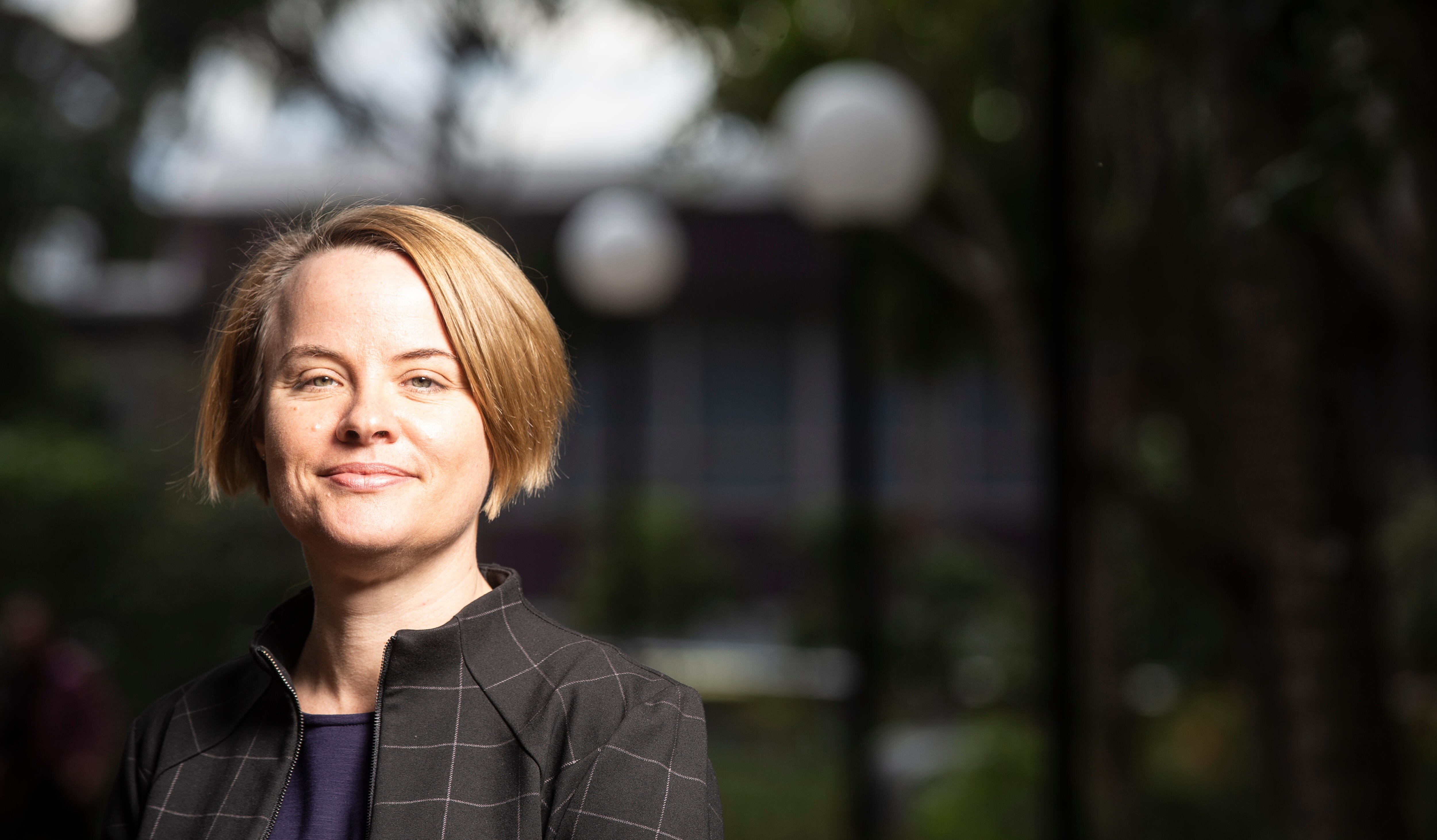 Sue Bennett smiles in the afternoon sun