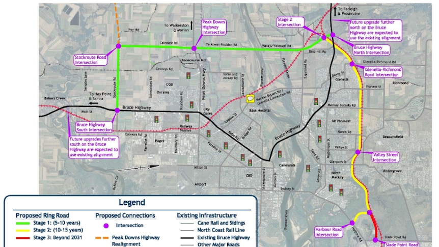 Map of proposed Mackay ring-road.