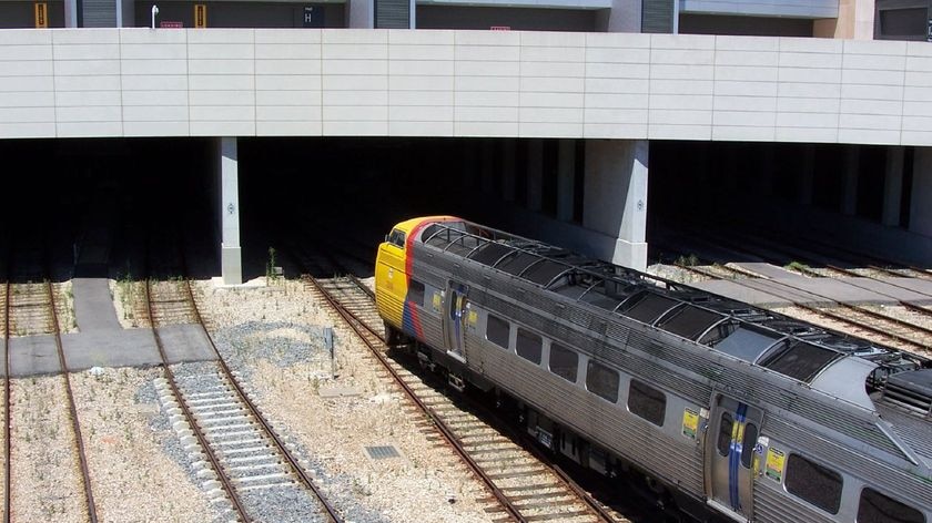 A train enters Adelaide Railway Station