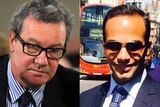 A composite image of Alexander Downer and George Papadopoulos.