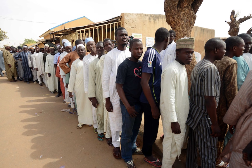 People wait to vote in Nigeria