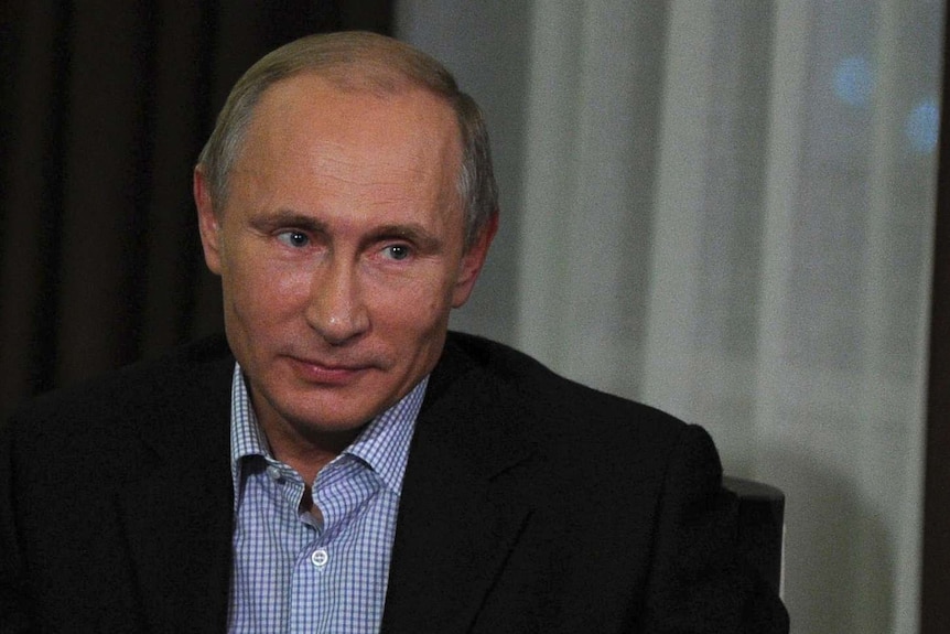 Russian President Vladimir Putin gives an interview in Vladivostok on November 13, 2014.