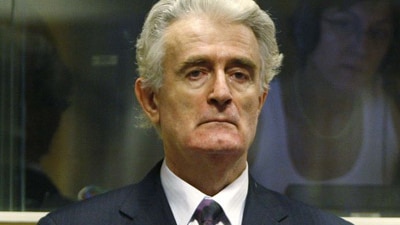File photo: Radovan Karadzic at United Nations Tribunal (Reuters: Jerry Lampen)