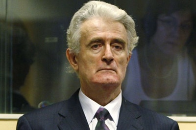 File photo: Radovan Karadzic at United Nations Tribunal (Reuters: Jerry Lampen)