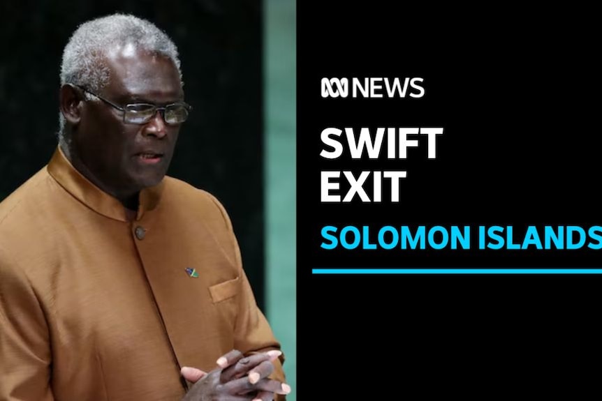 Swift Exit, Solomon Islands: A man in a Mao suit speaking.