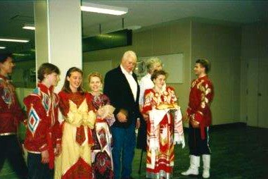 Gough Whitlam with dancers