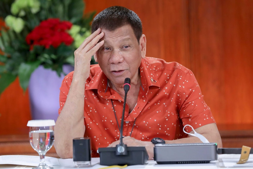 Philippine President Rodrigo Duterte attends a meeting at the Malacanang presidential palace in Manila.