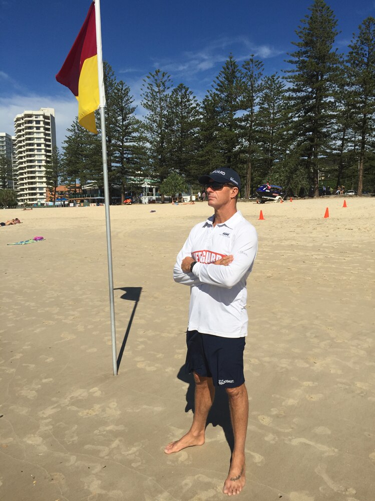 Gold Coast lifeguard Mick DiBetta patrols the beach