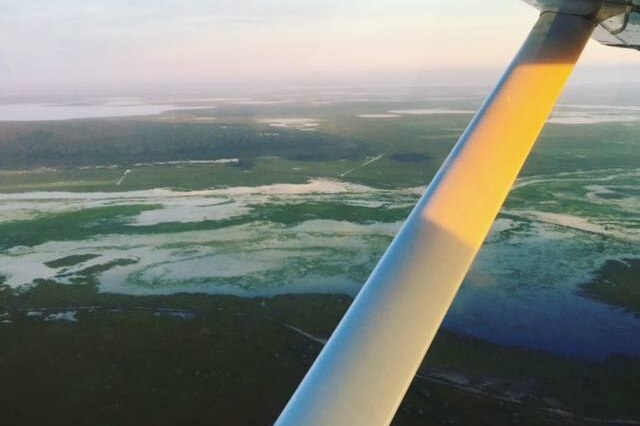 An aerial view of floodwaters at Legune station on the WA/NT border.