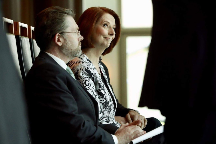 Julia Gillard looks up