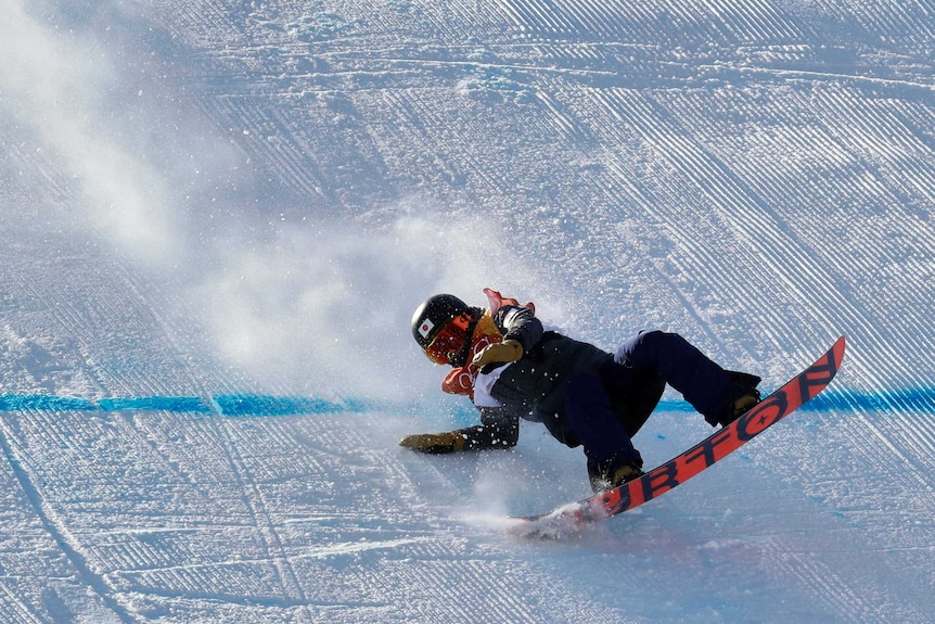 Japan's Yuka Fujimori crashes during women's slopestyle Winter Olympics final