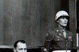 Hermann Goering sits in the dock at the Nuremberg trial in 1946