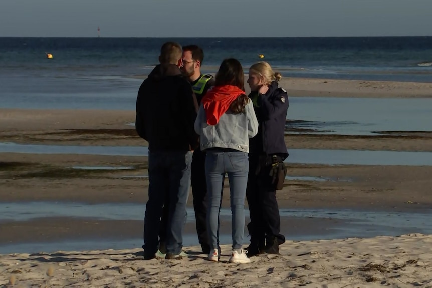 people on a beach.