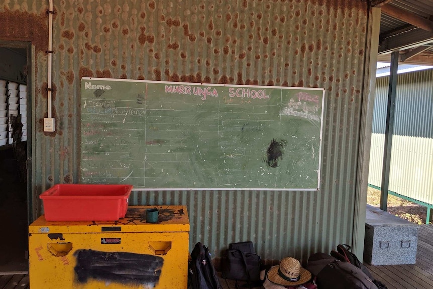 A chalkboard with a hat at the base.