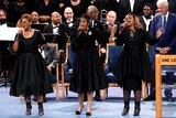 The Clark Sisters perform at the funeral service for Aretha Franklin.