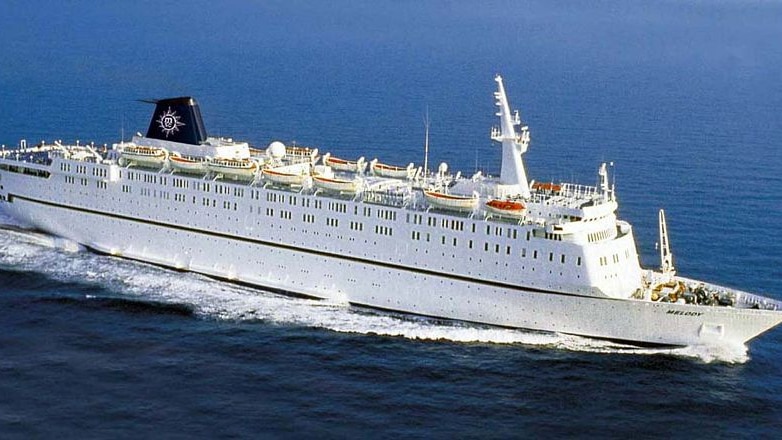 The Italian cruise ship MSC Melody sails on the high seas