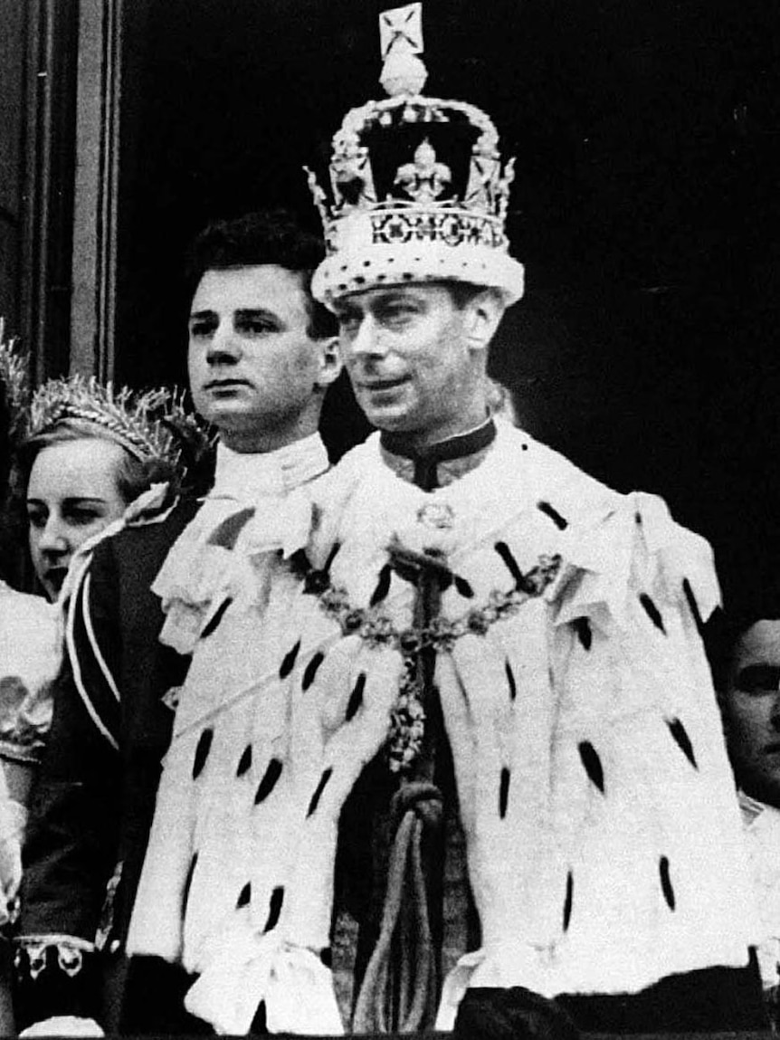 King George VI on the balcony of Buckingham Palace in 1937.