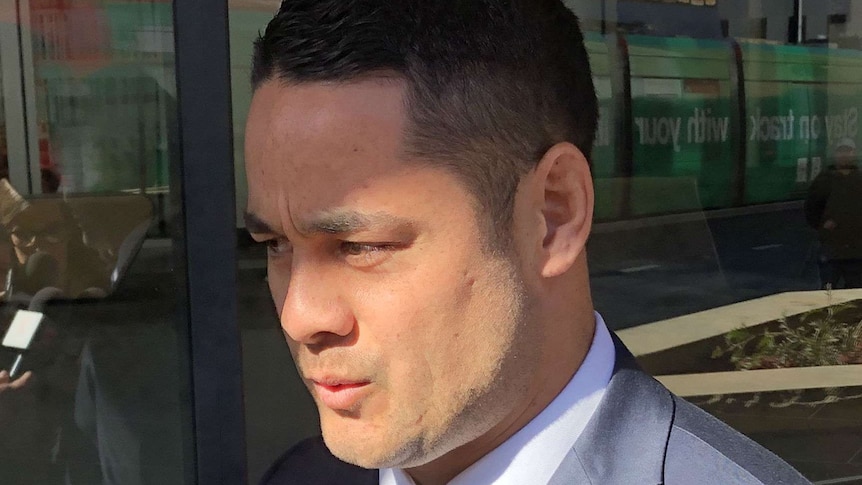 Jarryd Hayne after his court appearance in Newcastle